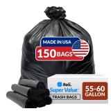 Reli. 55-60 Gallon Trash Bags Heavy Duty | 150 Count | 50-60 Gallon | Large Black Garbage Bags | Made in USA