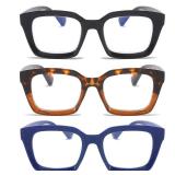 DXYXYO Blue Light Blocking Reading Glasses Women 3 Pack Oversized Rectangle Computer Readers Retro Fashion Oprah Style Square +3.5