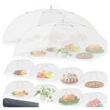 Mesh Food Covers for Outside - Upgraded 2 Extra Large 40x24 in & 8 Large 17x17 in Outdoor Party Food Cover Tent Collapsible Picnic Nets Umbrella Screen Pop Up Food Dome (White)