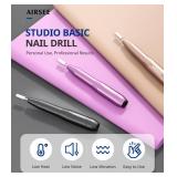 AIRSEE Studio Basic Electric Nail Drill, USB Portable Nail E File Machine for Professional Beginners, Manicure Pedicure Dremel Kit for Salon & Home Use , Purple