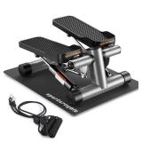 Sportsroyals Stair Stepper for Exercise with Mat, Mini Steppers with Resistance Band, Hydraulic Fitness Stepper Exercise Home Workout Equipment for Full Body Workout, 330lbs Weight Capacity