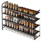 INGIORDAR Shoe Rack 4 Tier Long Storage Organizer Wide Metal Shoe Shelf for Closet Entryway Black