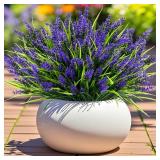 Geegoods 24 Bundles Artificial Plants Flowers Outdoor â Faux Lavender Flowers with Monkey Grass UV Resistant Plastic Faux Plants for Garden Porch Window Patio Hanging Planter Home Decor