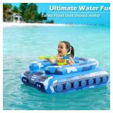 Inflatable Tank Pool Floats Kids - Jasonwell Toddler Pool Floaties Swimming Pool Tank with Water Cannon Gun Swim Floaty Rafts Lake Beach Party Pool Toys for Boys Girls Toddlers Kids