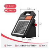 10 Miles Solar Electric Fence Charger with Day/Night Mode, 0.11J Portable Solar Fence Charger with Rechargeable Solar Panel for 24-Hour Uninterrupted Protection Electric Fence Energizer