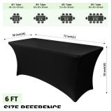Obstal 6ft Stretch Black Spandex Table Cloth for Standard Folding Tables - 2 Pack Universal Rectangular Fitted Tablecloth Protector for Wedding, Trade Show, Vendor Stand