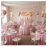 sancua Round Tablecloth 108 Inch Diameter, 6 Pack - Circle Polyester Fabric Table Cloth for Wedding Party Reception Banquet Birthday, Washable Christmas Table Cover (Fit 42-96 Inch Tables), Pink