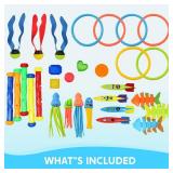 JOYIN 30 Pcs Diving Pool Toys for Kids Ages 3-12 Jumbo Set with Storage Bag Pool Games Summer Swim Water FishToys