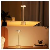 2 Pack Aluminum Cordless Table Lamp, 5000mAh Rechargeable Table Lamps, Portable Touch Control Desk Lamp, 3-Level Brightness Cordless Rechargeable Table Lamps for Home Restaurant Outdoor - Gold