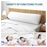 YZ HOME Long Body Pillow for Adults - Firm Body Pillow Insert with Shredded Blue Memory Foam, Adjustable Height, Soft Support for Side Sleeping, Pregnant Women, Washable (20x54 Inch, White)
