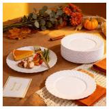 U-QE 100 Pieces White Plastic Plates - 9 Inch White Disposable Plates - Washable & Reusable - Premium Hard Plates - Party Supplies for Birthdays, Celebrations, Travel, Wedding, Party and Events