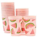 BLUE PANDA Pink Plastic Tumbler Cups for Watermelon Party and Watermelon Decorations (16 Oz Pink Tumbler Cup, 16 Pack)