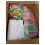 Neliblu 48 Pack Summer Party Favors For Kids - Pool Party Decorations For Kids Birthday, Beach Theme Party Supplies, Includes: 12 Neon Sunglasses, 12 Beach Balls,12 Water Guns, and 12 Pack Bubbles