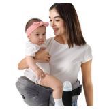 HKAI Baby Hip Carrier, Momâs Choice Award Winner, Baby Carrier with Adjustable Waistband & Breathable Mesh, Ergonomic Carrier with Non-Slip Hip Seat Surface for Newborns & Toddlers, (Grey)