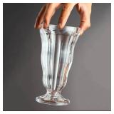 Cheardia 6 Pack Plastic Milkshake Glasses, 13.5 oz Old Fashioned Soda Glass Footed Ice Cream Cups, Clear Pina Colada Fountain Glasses Milkshake Cups for Sundae, Juice, Tropical Drinks, Party