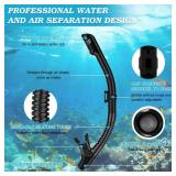 Snorkeling Gear for Adults, Dry Top Snorkel Mask Set 2 Pack Scuba Diving Mask Snorkel Gear Anti Fog Snorkeling Packages Tempered Glass Panoramic View Nose Cover (Black&Black)