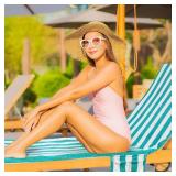 VitalCozy 2 Pack Pure Cotton Pool Chair Covers, Lounge Chair Cushion Covers with Top and Side Pockets Furniture Covers Extra Large Beach Towels for Indoor Outdoor Patio 30 x 85 Inch(Green)