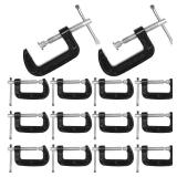 14Piece 2inch C-Clamp, Malleable Iron Heavy Duty C-Clamp with Sliding Bar, 1-3/8 Inch Throat Depth Quick-Grip C Clamp for Woodworking, Welding, Automotive Repair, 2-Inch Jaw Opening
