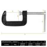 14Piece 2inch C-Clamp, Malleable Iron Heavy Duty C-Clamp with Sliding Bar, 1-3/8 Inch Throat Depth Quick-Grip C Clamp for Woodworking, Welding, Automotive Repair, 2-Inch Jaw Opening