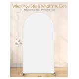 Minetom 7.2FT Metal Backdrop Stand with Wedding Arch Cover Spandex for Birthday Party Baby Shower Graduation Ceremony Decoration, White