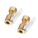 XYWZV Heavy Duty Brass Air Chuck with Clip Adapter, Open Flow Straight Tire Chuck Air Nozzle, 1/4\" FNPT Tyre Chuck for Tire Inflator Pressure Gauge Air Pump Compressor Accessories (Brass, 2 Pack)