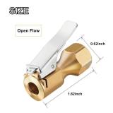 XYWZV Heavy Duty Brass Air Chuck with Clip Adapter, Open Flow Straight Tire Chuck Air Nozzle, 1/4\" FNPT Tyre Chuck for Tire Inflator Pressure Gauge Air Pump Compressor Accessories (Brass, 2 Pack)