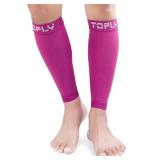 TOFLYÂ® Calf Compression Sleeve for Men & Women, 1 Pair, Footless Compression Socks 20-30mmHg for Leg Support, Shin Splint, Pain Relief, Swelling, Varicose Veins, Maternity, Nursing, Travel, Rose XX