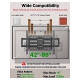 USX Mount Full Motion TV Wall Mount for Most 42-86 inch Flat Screen/LED/4K, TV Mount Bracket Dual Swivel Articulating Tilt 6 Arms, Max 16\" Wood Studs, VESA 600x400mm, Holds up to 132lbs