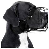 BRONZEDOG Dog Muzzle Adjustable Durable PVC Wire Basket for Large and Extra Large Dogs with Leather Straps Breathable, Drinkable, Training, Prevents Biting (PVC, Great Dane)