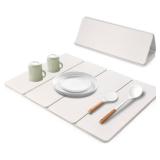 Large Stone Dish Drying Mat for Kitchen Counter, 24\"(L)Ã16\"(W) Dish Drying Mat, Fast Water-Absorbing, Diatomaceous Earth Non-Slip Stone Mat, Multi-Purpose Foldable Dish Drying Stone Mat