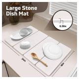 Large Stone Dish Drying Mat for Kitchen Counter, 24\"(L)Ã16\"(W) Dish Drying Mat, Fast Water-Absorbing, Diatomaceous Earth Non-Slip Stone Mat, Multi-Purpose Foldable Dish Drying Stone Mat