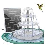 AISITIN 3 Tiered Bird Bath with 6.5W Solar Water Pump, Upgraded Solar Bird Bath Fountains with Lights, Detachable DIY Solar Powered Fountain for Garden, BirdBath, Patio, Yard and Pond