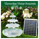 AISITIN 3 Tiered Bird Bath with 6.5W Solar Water Pump, Upgraded Solar Bird Bath Fountains with Lights, Detachable DIY Solar Powered Fountain for Garden, BirdBath, Patio, Yard and Pond