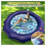 Korlon Tec Tanning Pool Lounger Float, Extra Large Inflatable Pool Floats Adult Heavy Duty with Pillow & Cup Holders, Round Water Pool Raft Floaties Bed for Backyard Lake River Beach Outdoor
