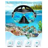 Zenoplige Mask Fins Snorkel Set, Snorkeling Gear for Adults, Panoramic View Snorkel Mask Anti-Fog, Adjustable Dive Flippers, Dry Top Snorkel and Travel Bag, Scuba Gear for Swimming Snorkeling Diving