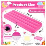 Windyun 4 Set Kids Air Mattress Bulk with White Fitted Sheet,Toddler Inflatable Bed 63 x 27 x 8 Inches Blow up Airbed Camping Sleeping Pad for Kids Aged 3-10 Years Old