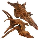 kathson Natural Large Aquarium Driftwood Decoration Branches Reptiles Terrarium Ornament Wood Fish Tank Habitat Decor Assorted Sizes Wood 2 PCS (15\"-19\")