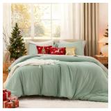 Litanika Queen Comforter Set Sage Green, 3 Pieces Lightweight Comforters Queen Size Solid Bedding Comforters Sets, Down Alternative Comforter Bed Set Quilt Blanket