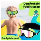 Vvinca Kids Swim Goggles for Age 2-8, Toddler Goggles with Fabric Strap Cover Wide View Anti-Fog/UV Protection No Leak Pain-Free Pool Glasses for Kids Girls Boys