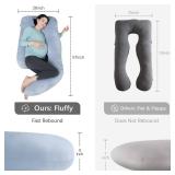 MOON PARK Pregnancy Pillows for Sleeping - 57 Inch U Shaped Full Body Maternity Pillow with Removable Cover - Support for Back, Legs, Belly, HIPS - Pregnancy Pillow for Women - Grey
