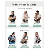 Baby Carrier, MOMTORY Safety-Certified 6-in-1 Baby Carrier Newborn to Toddler, Adjustable Detachable Infant Baby Hip Seat Carrier for 7-50lbs, All Seasons, Perfect for Shopping Travelling