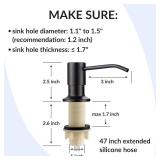 Soap Dispenser for Kitchen Sink,Matte Black Stainless Steel Countertop Dish Sink Soap Dispenser Pump with 47 