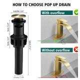 Hoimpro Brushed Gold Waterfall Spout Single Hole Bathroom Faucet, Stainless Steel Single Lever Bathroom Vanity Sink Faucet with Drain, cUPC Hose and Deck Plate