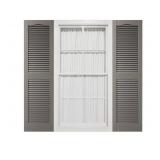 12"W x 65"H Mid-America Vinyl, TailorMade Cathedral Top Center Mullion, Open Louver Shutters, w/Installation Shutter-Lok