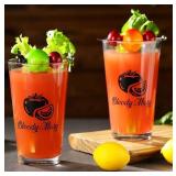Yoande 4 Pcs Bloody Mary Glasses 15 oz Pint Glass Bloody Mary Gift for Christmas Gift Women Bloody Mary Cups Bloody Mary Glassware for Drinking