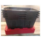 (Pack of 4) Hyper Tough 27 Gallon Large Storage Bin with Snap Lid, Black and Red, Heavy Duty Plastic Storage Container