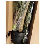 7 ft Artificial Olive Plants with Realistic Leaves and Natural Trunk, Silk Fake Olive Tree in Black Plastic Pot, Faux Olive Tree for Office Home