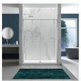Double Sliding Shower Door, 1/4" (6mm) Tempered Glass with Aluminum Frame, Stainless Steel Handles,  - Retail: $330
