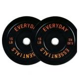 BalanceFrom Olympic Bumper Plate Weight Plate  15 lbs Pair Black