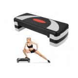 Signature Fitness 31" Adjustable Aerobic Step Platform with 4 Height Risers, Non-Slip Fitness Stepper for Home Gym Cardio & Strength Training, Multicolor (Damaged)